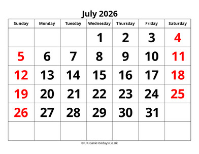 july 2026 pdf uk calendar