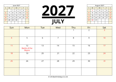 july 2027 printable uk calendar
