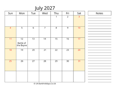 july 2027 uk calendar that work