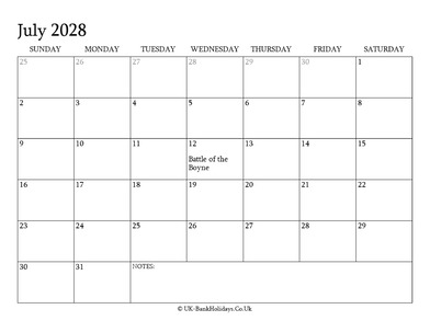 july 2028 editable uk calendar with holidays