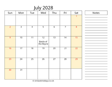 july 2028 uk calendar that work