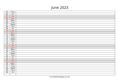 june 2023 monthly uk calendar free