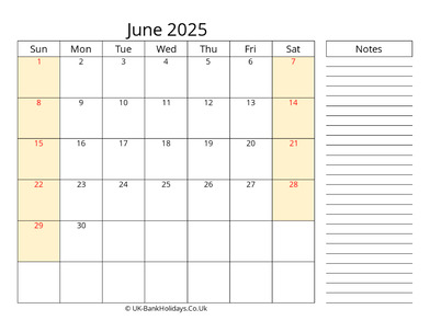 june 2025 uk calendar that work