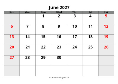 june 2027 word uk calendar