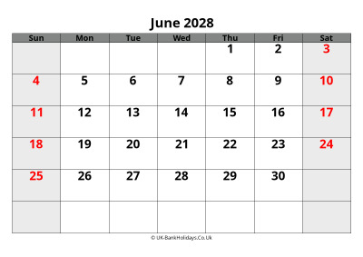 june 2028 word uk calendar