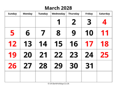 march 2028 pdf uk calendar