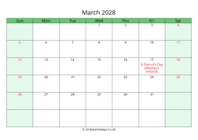 march 2028 uk calendar to print