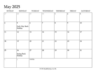 may 2025 editable uk calendar with holidays