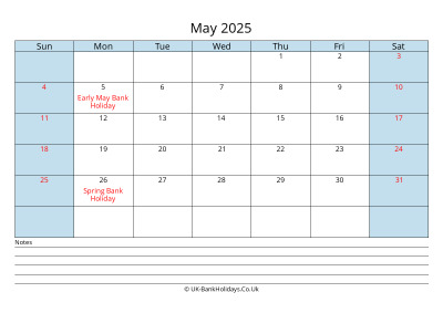 may 2025 monthly uk calendar printable