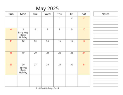 may 2025 uk calendar that work