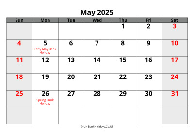 may 2025 word uk calendar
