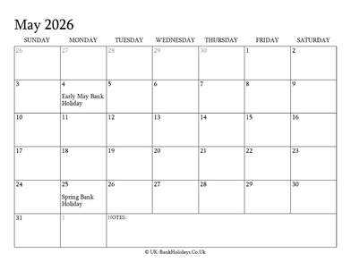 may 2026 editable uk calendar with holidays