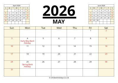may 2026 printable uk calendar