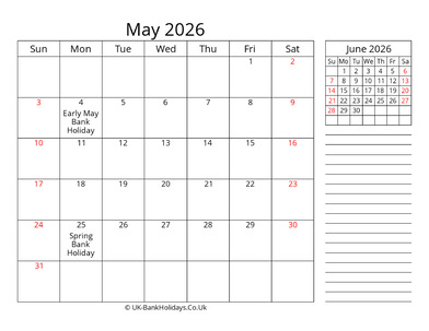 may 2026 uk calendar template