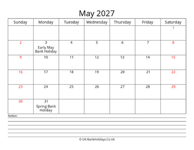 may 2027 uk calendar with notes