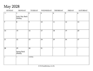may 2028 editable uk calendar with holidays