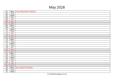 may 2028 monthly uk calendar free