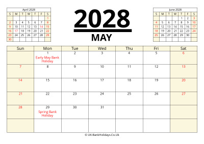 may 2028 printable uk calendar