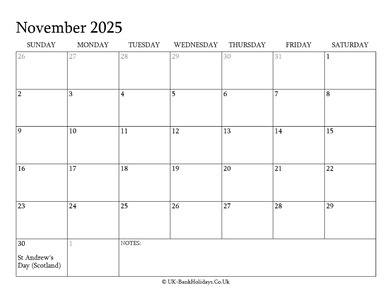 november 2025 editable uk calendar with holidays