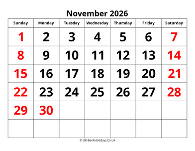 november 2026 pdf uk calendar