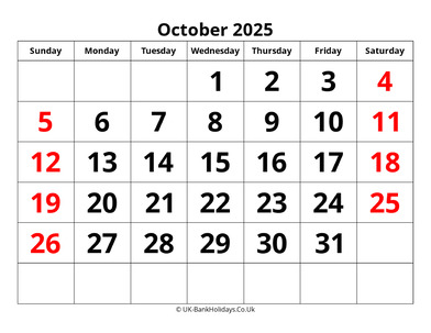 october 2025 pdf uk calendar