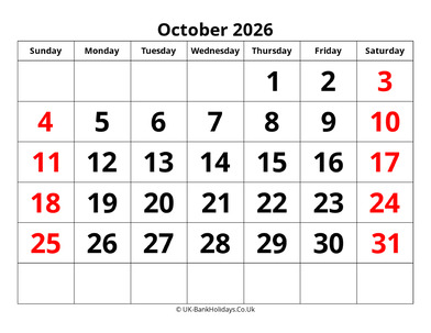 october 2026 pdf uk calendar