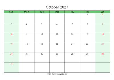 october 2027 uk calendar to print