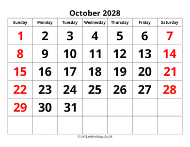 october 2028 pdf uk calendar