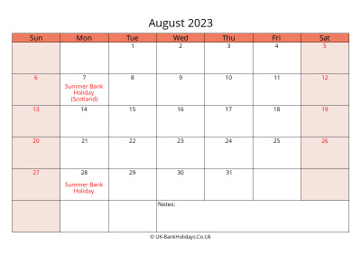 print a uk calendar august 2023