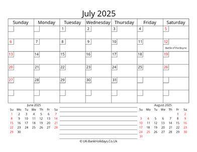 printable monthly uk calendar july 2025