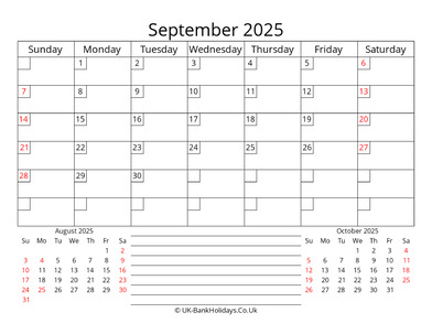 printable monthly uk calendar september 2025