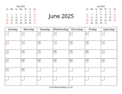 printable uk calendar june 2025