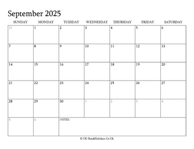 september 2025 editable uk calendar with holidays